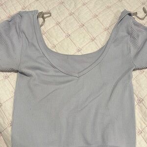 Light Gray Ribbed Women's Top